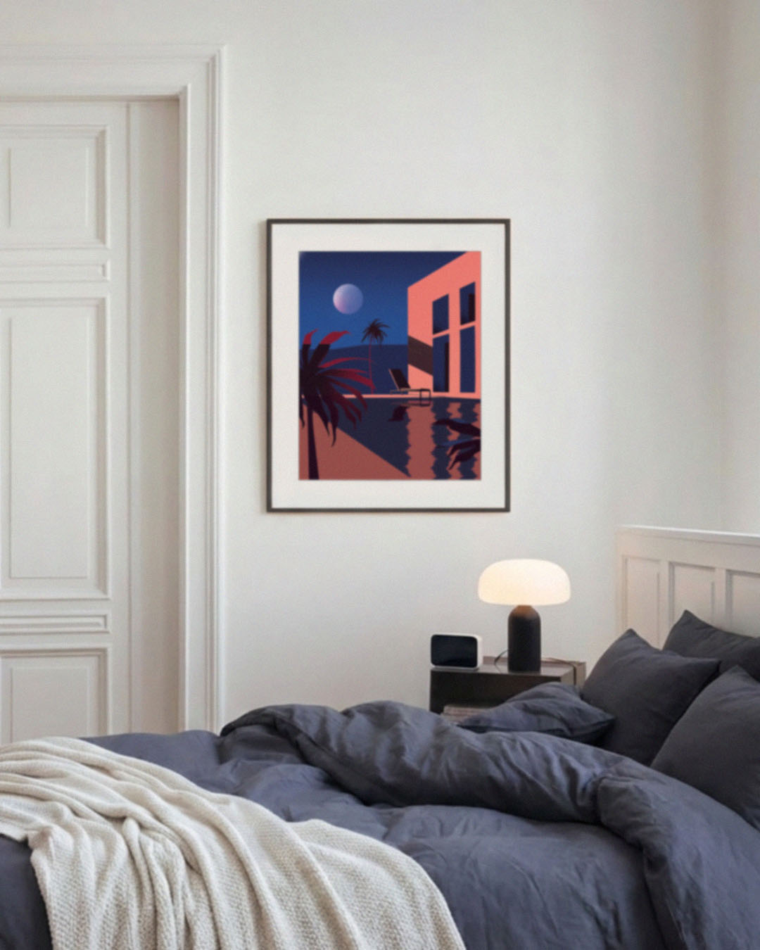 Plakat: Noc nad basenem, pod księżycem