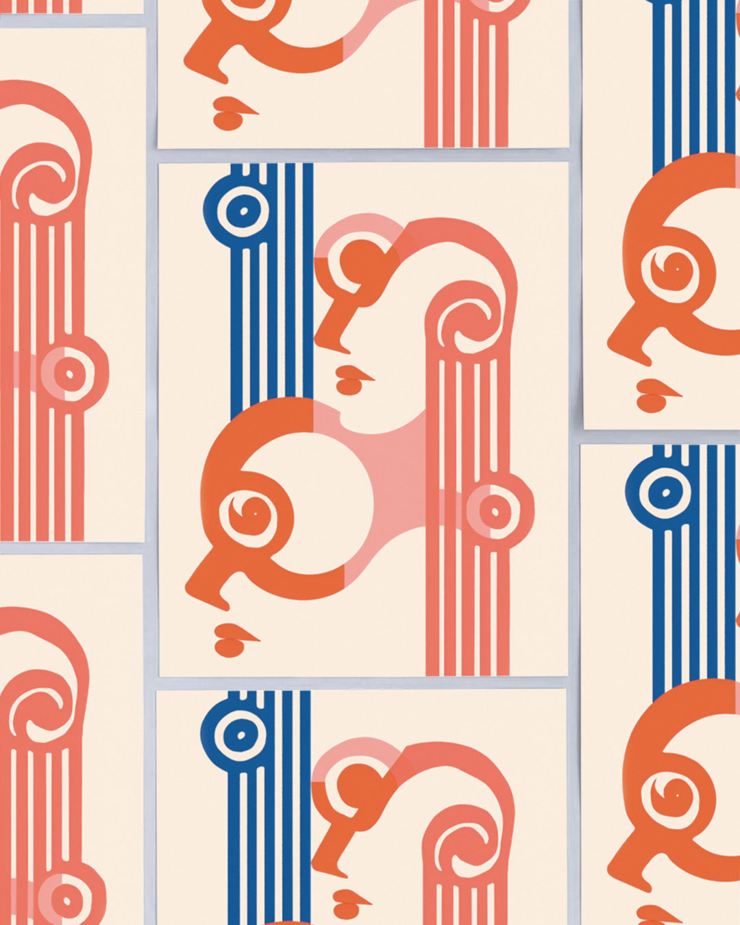 Plakat abstrakcyjny: minimalistyczne twarze