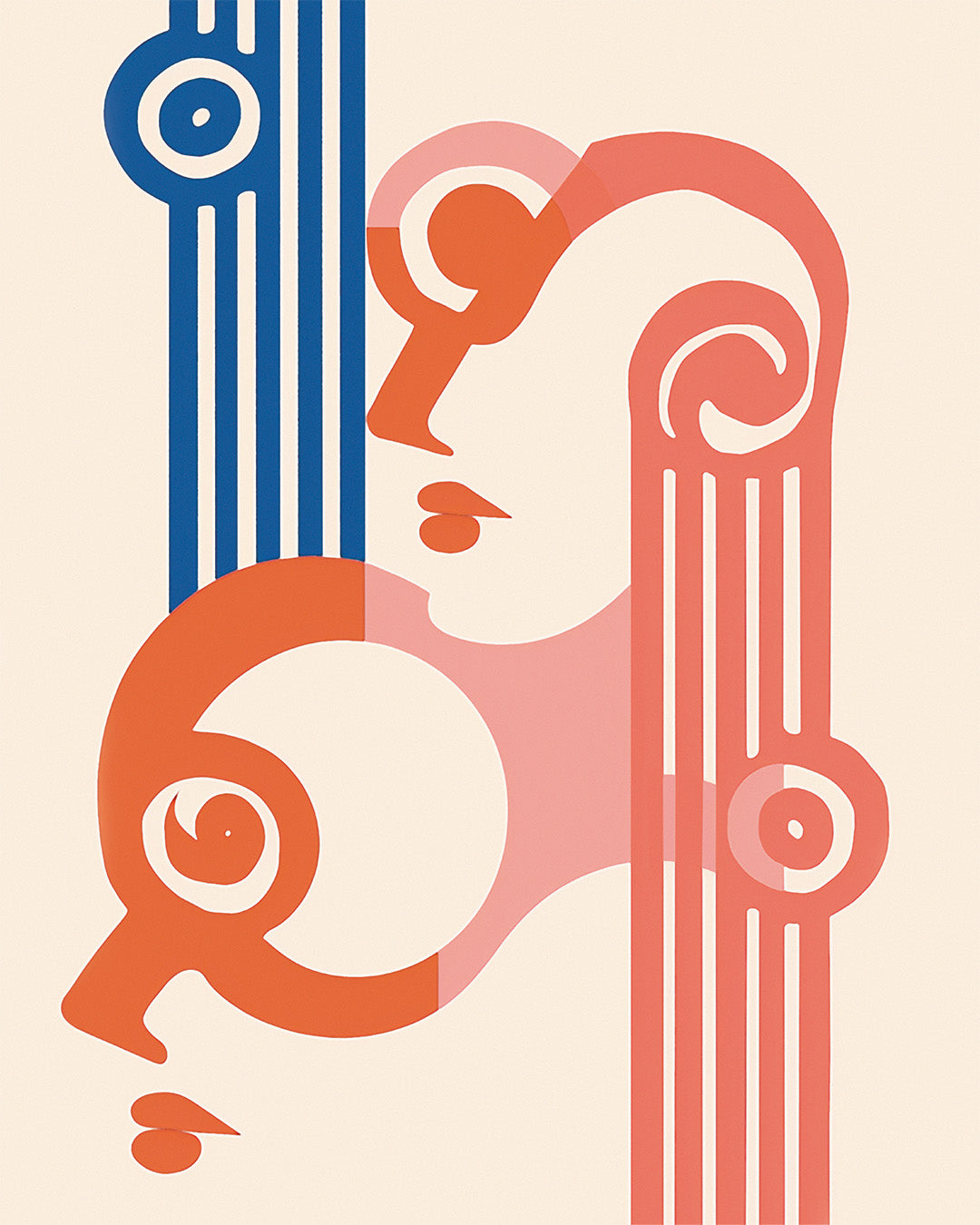 Plakat abstrakcyjny: minimalistyczne twarze