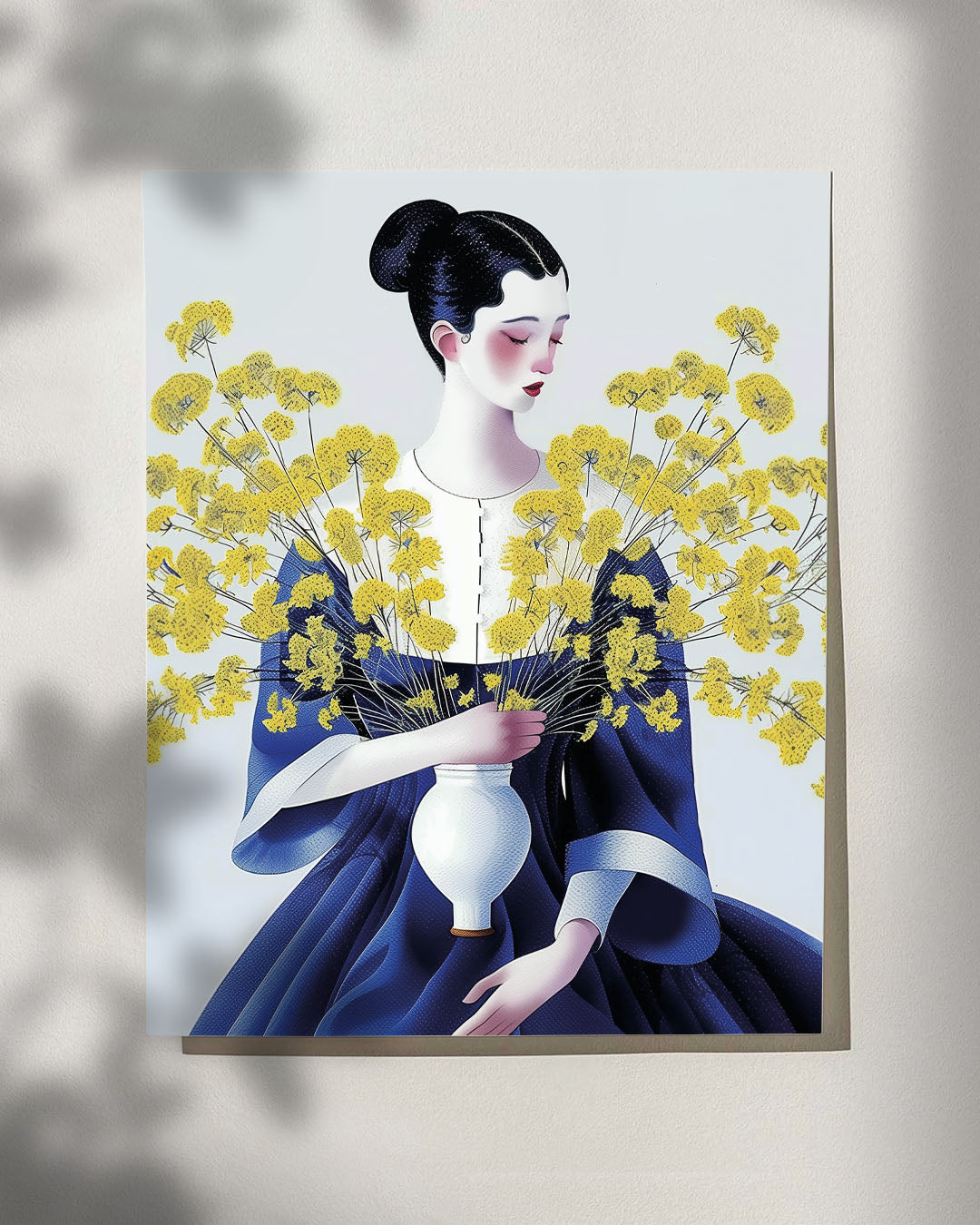 Plakat: Portret z kwiatami